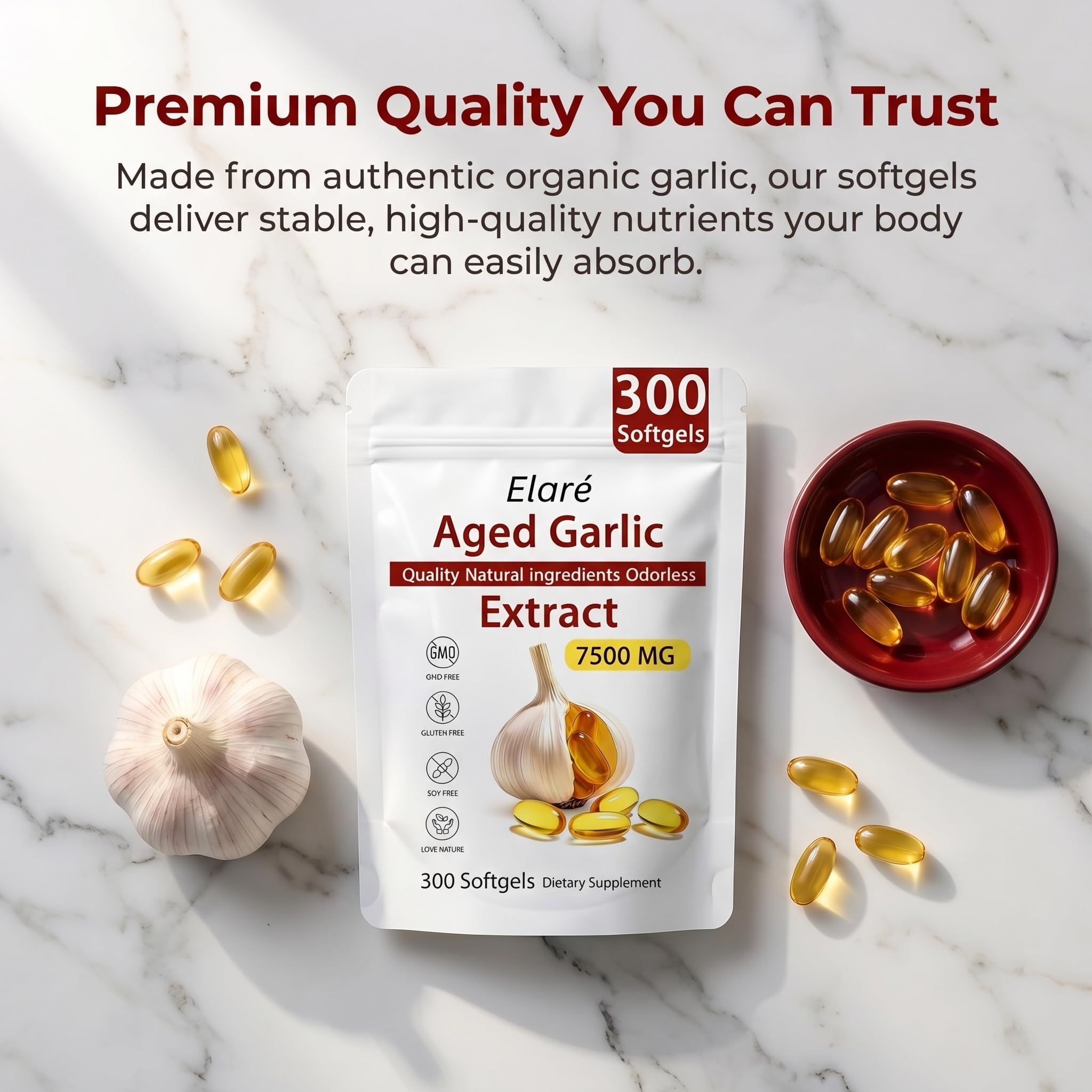 Elare Aged Garlic Extract Capsules | Heart & Immune Support


