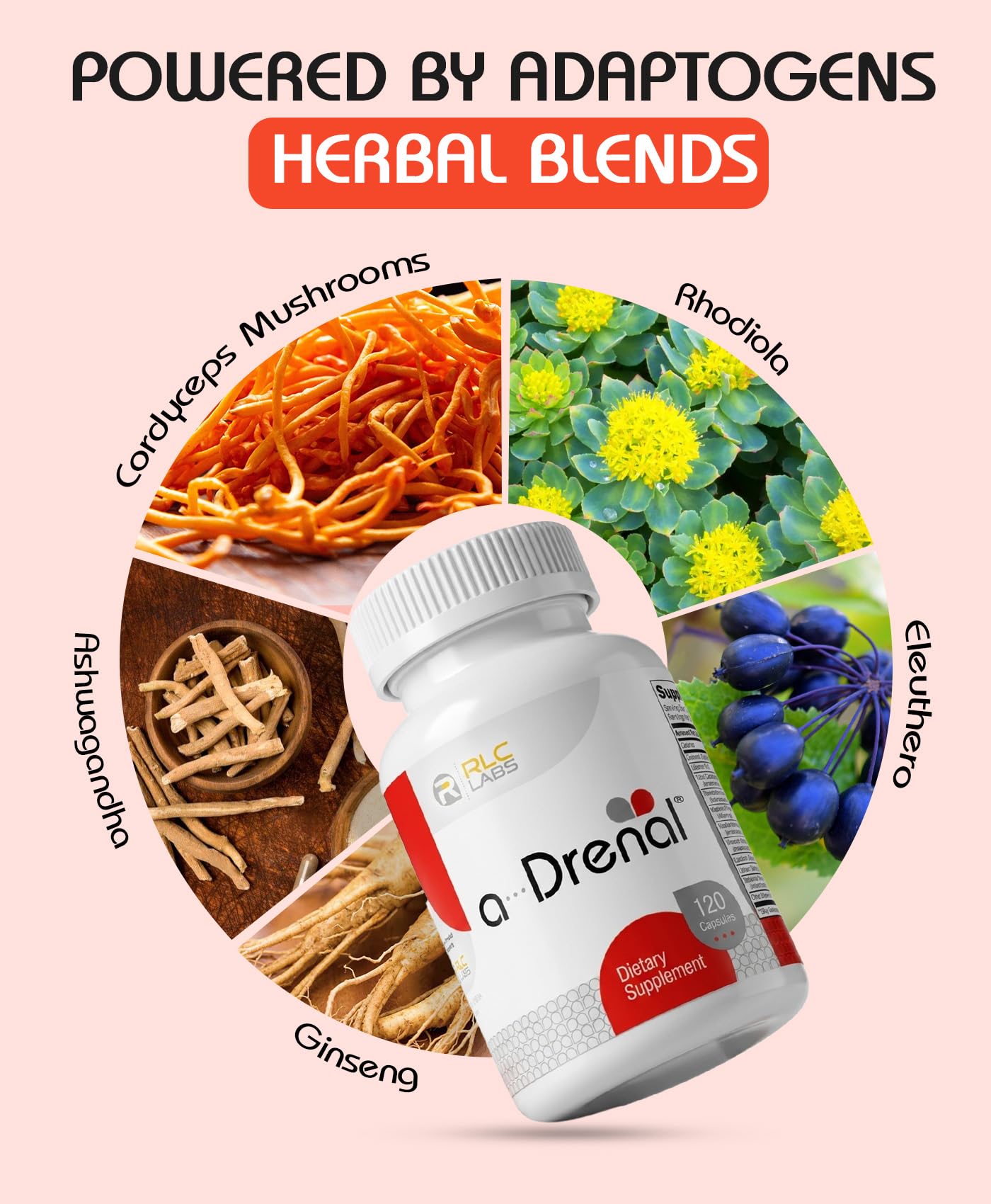 RLC Labs a-Drenal Adrenal Support Herbal Supplement


