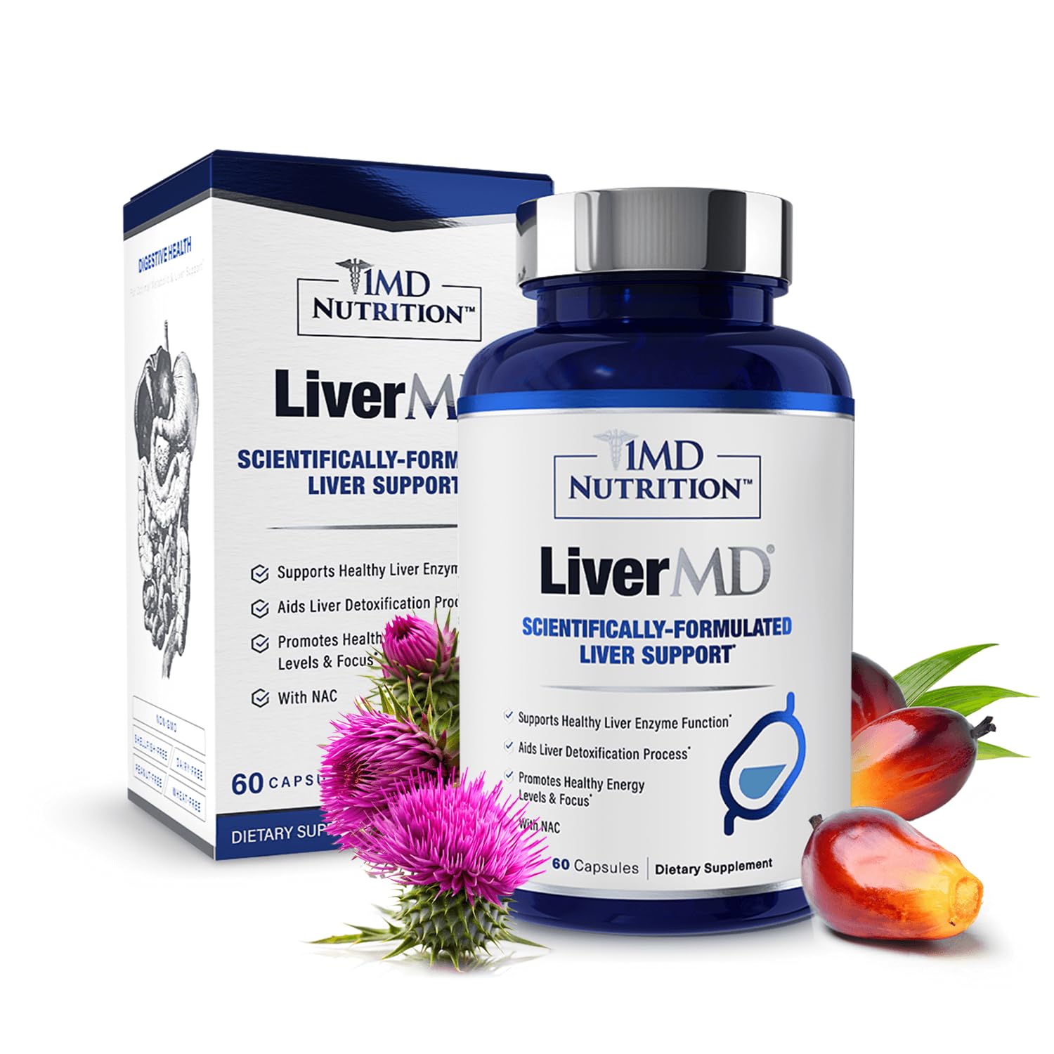 1MD LiverMD Liver Support Supplement with Siliphos Milk Thistle & NAC