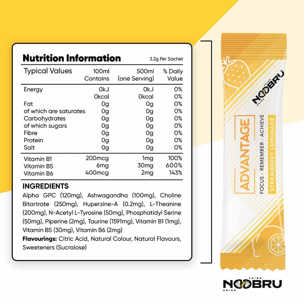 Noobru Advantage Nootropic Brain Support for Focus

