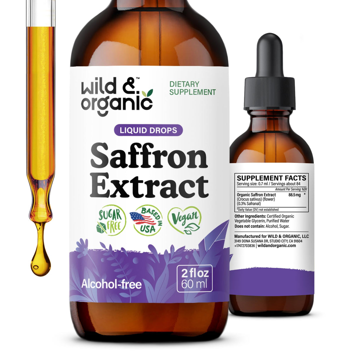 Wild & Organic Saffron Liquid Drops for Mood & Focus