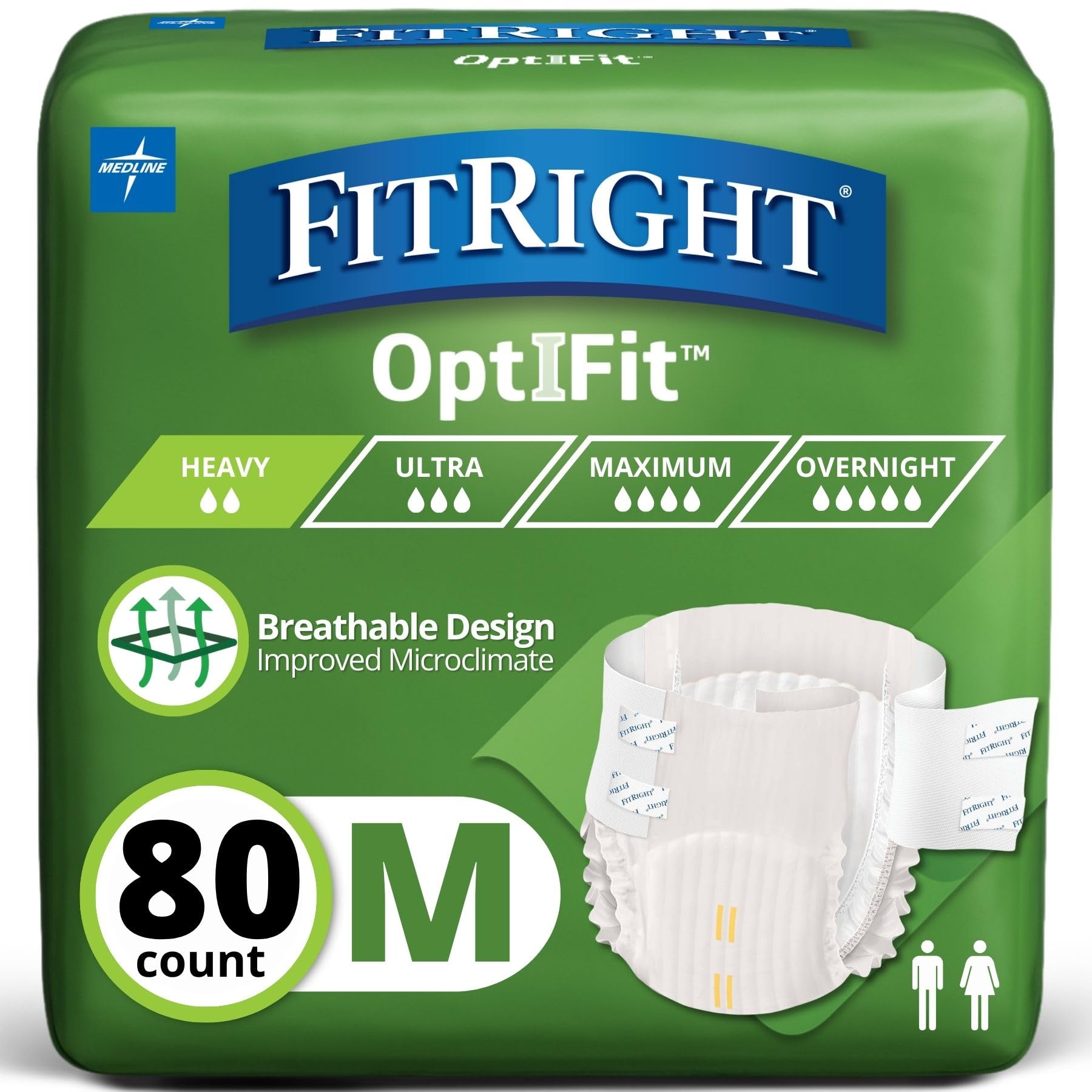 FitRight Heavy Absorbency Adult Diapers - OptiFit Briefs for Men and Women