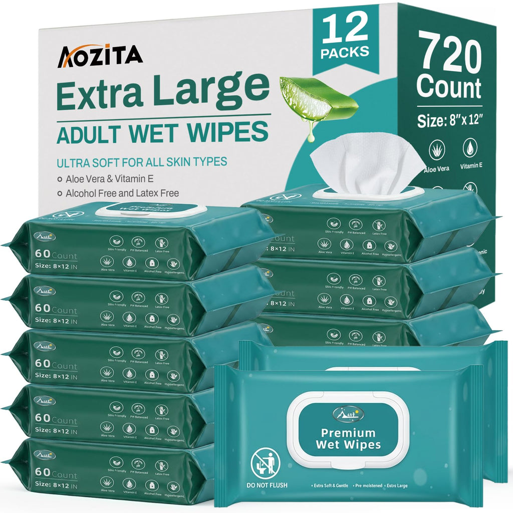 Bathing Wipes for Adults with Aloe & Vitamin E