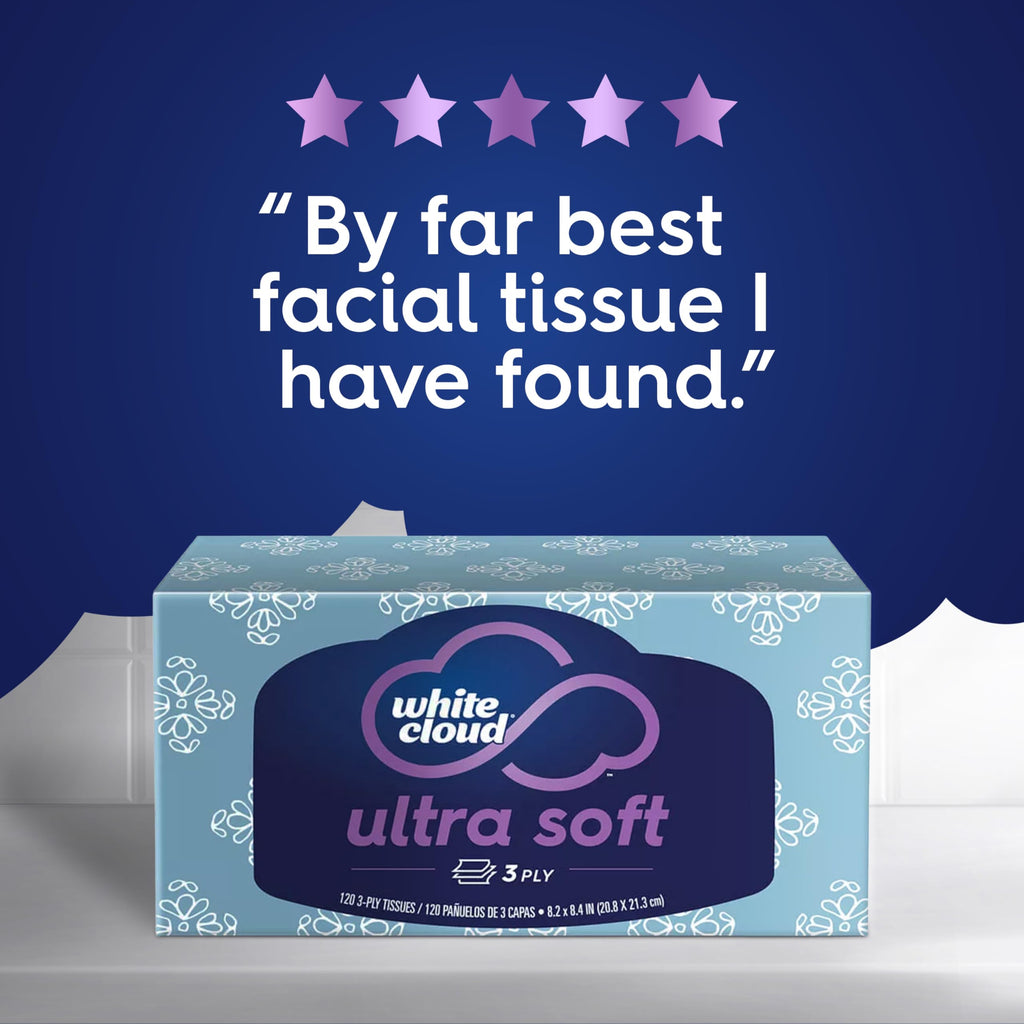 White Cloud Ultra Soft 3-Ply Facial Tissue Made in USA

