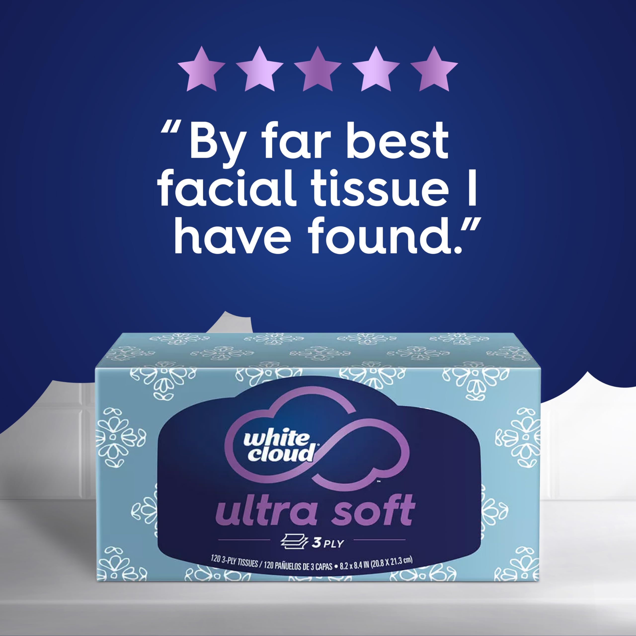 White Cloud Ultra Soft 3-Ply Facial Tissue Made in USA

