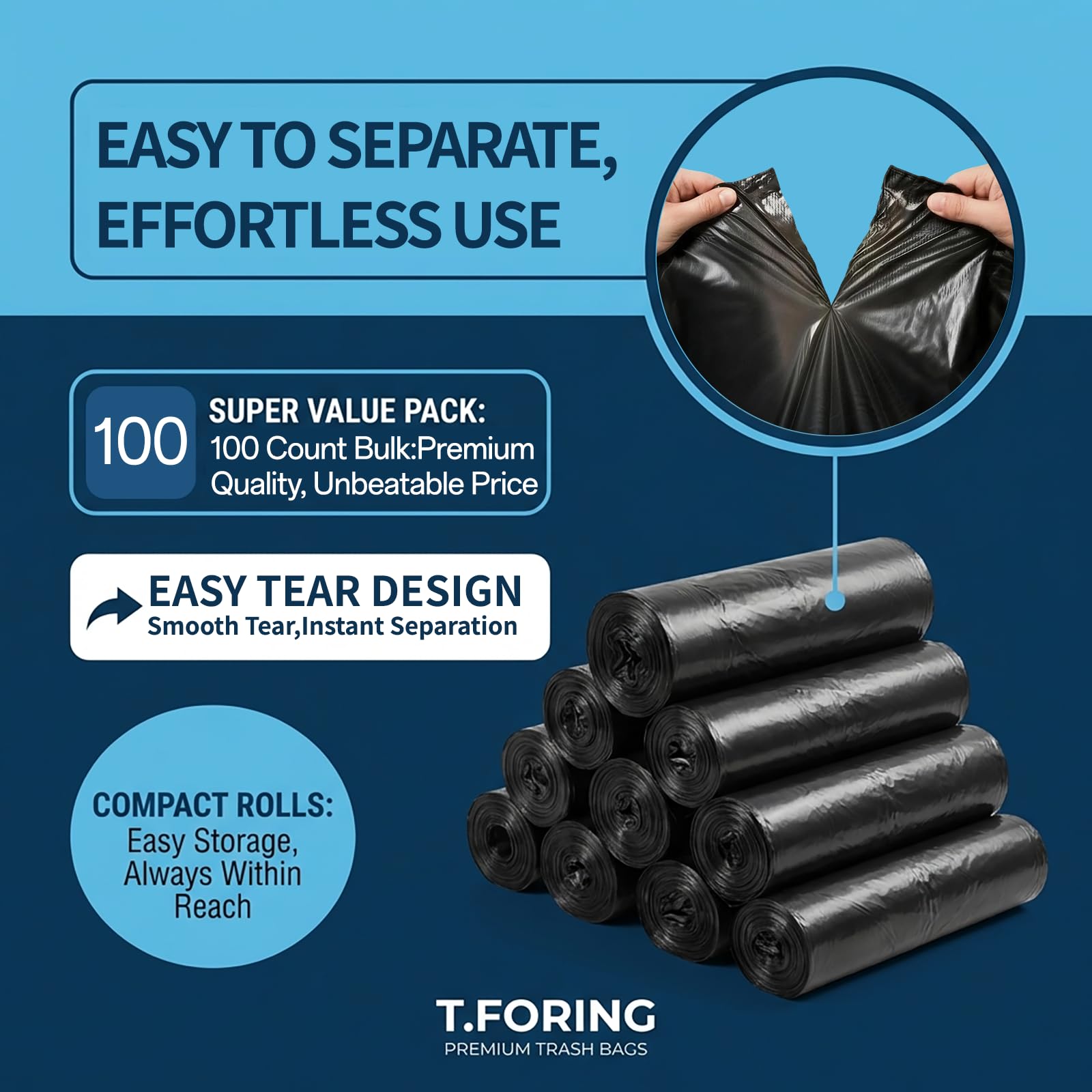 Trash Bags by TFORING - Heavy Duty for Commercial Use

