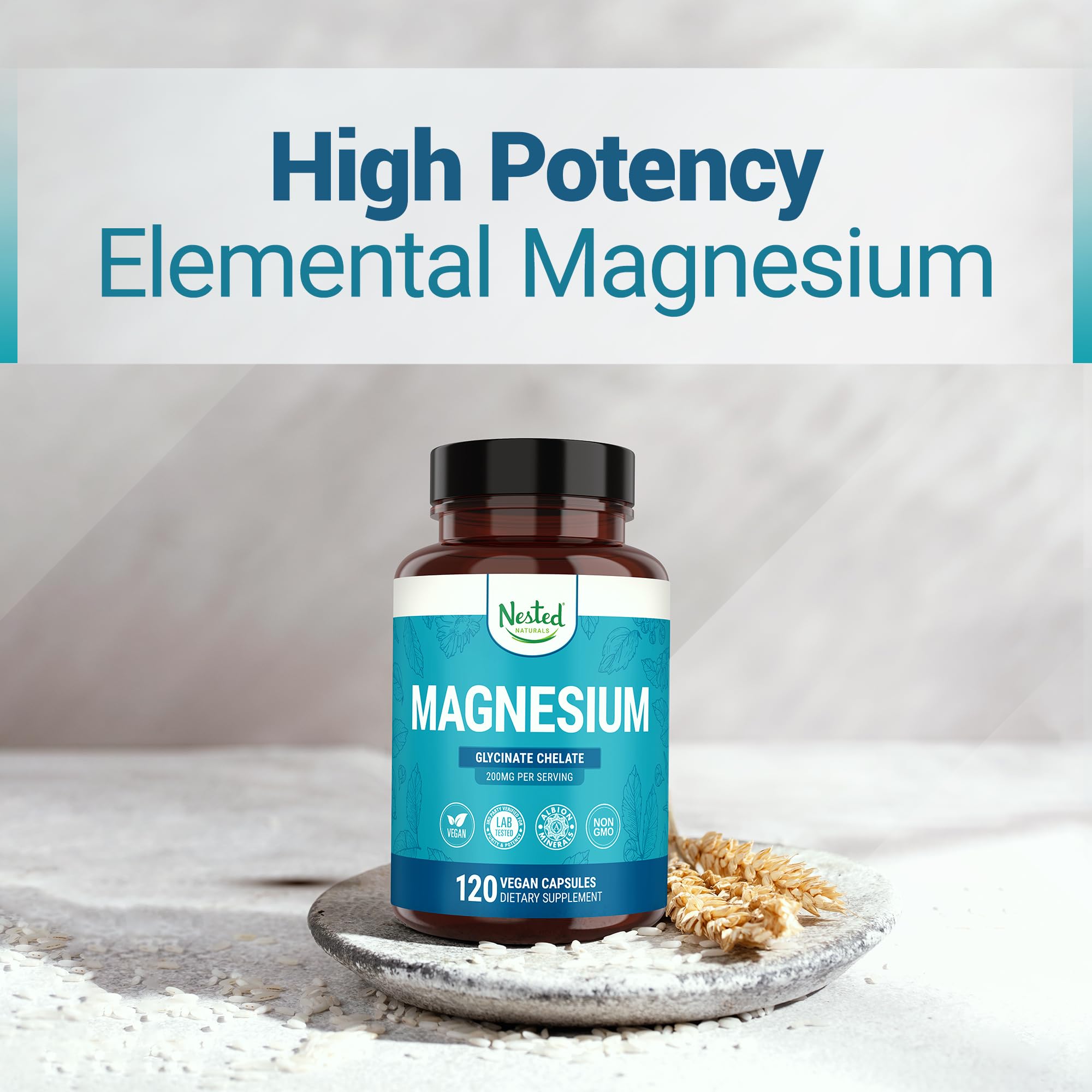 Nested Naturals Magnesium Glycinate Chelate Supplement for Relaxation

