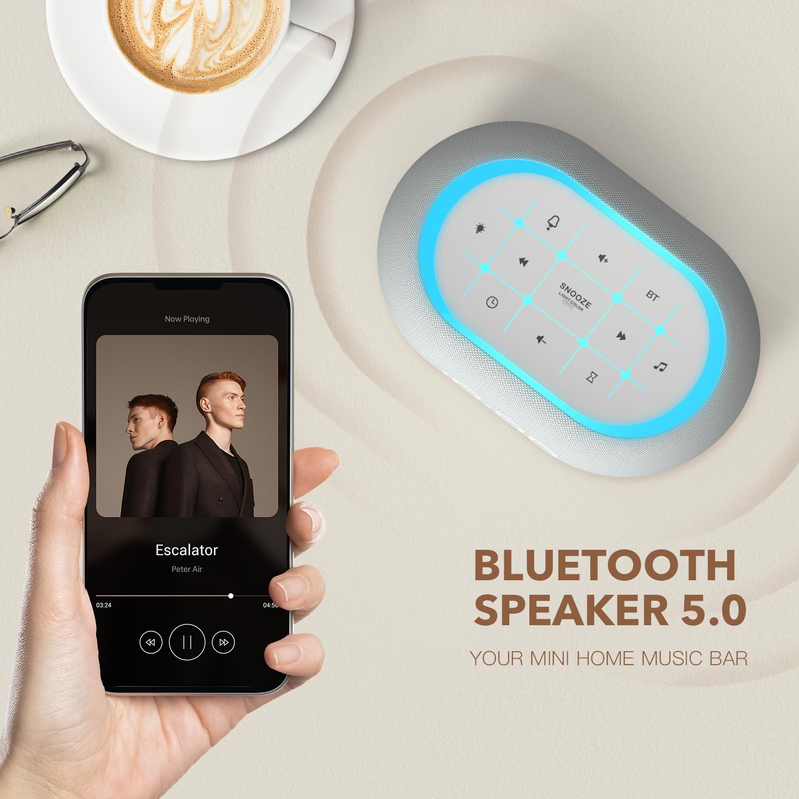 ANJANK Sound Machine Alarm Clock with Bluetooth Speaker

