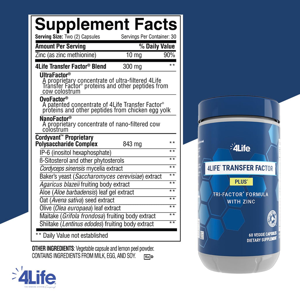 4Life Transfer Factor Plus Zinc Immune Support MushroomBlend


