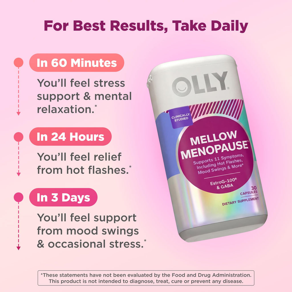 OLLY Mellow Menopause Capsules for Women | EstroG-100 & GABA

