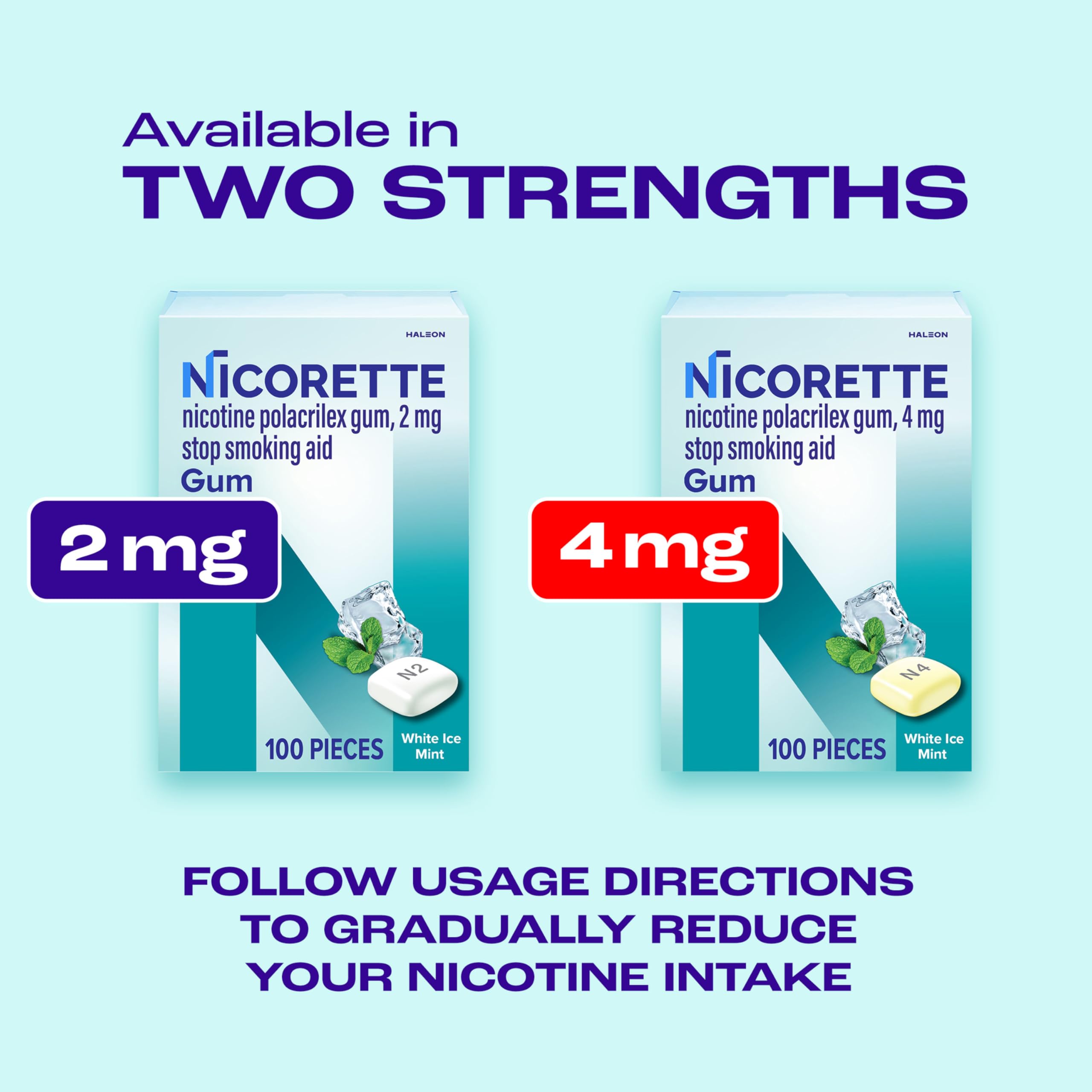 Nicorette 4 mg White Ice Mint Nicotine Gum Stop Smoking Aid


