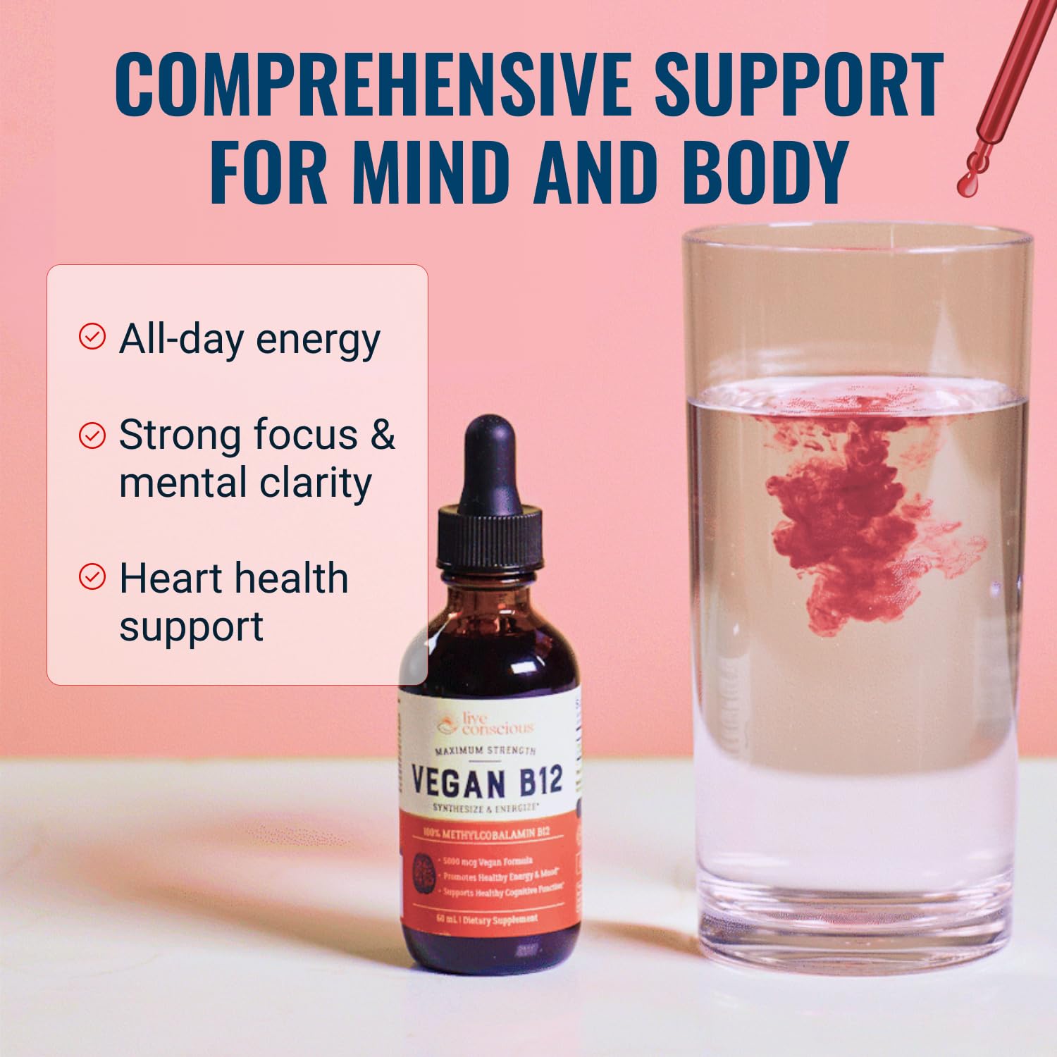 Live Conscious Vegan B12 Sublingual Drops | 5000mcg

