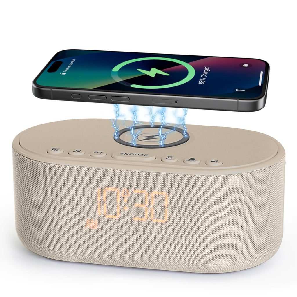 Sound Machine Alarm Clock with Bluetooth & Wireless Charging

