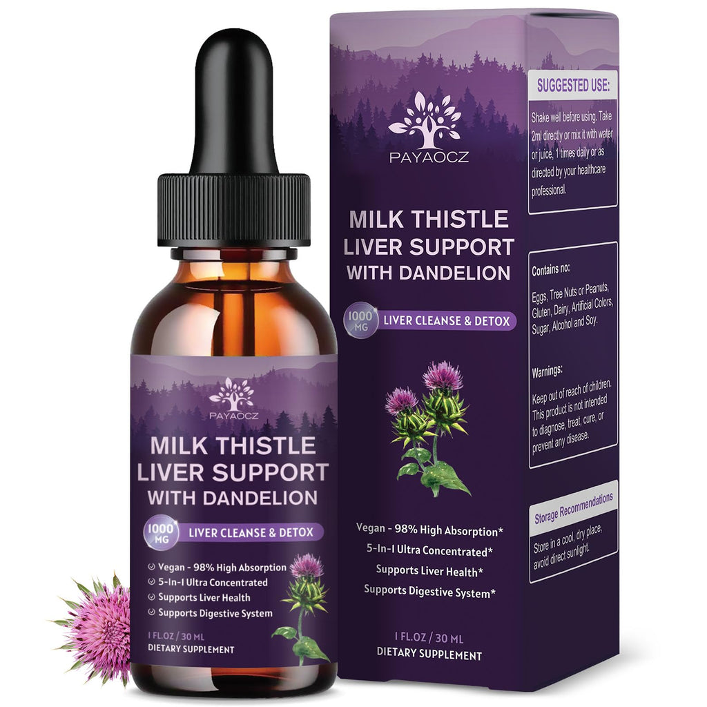 Milk Thistle Liquid Drops with Silymarin 1000mg for Liver Health