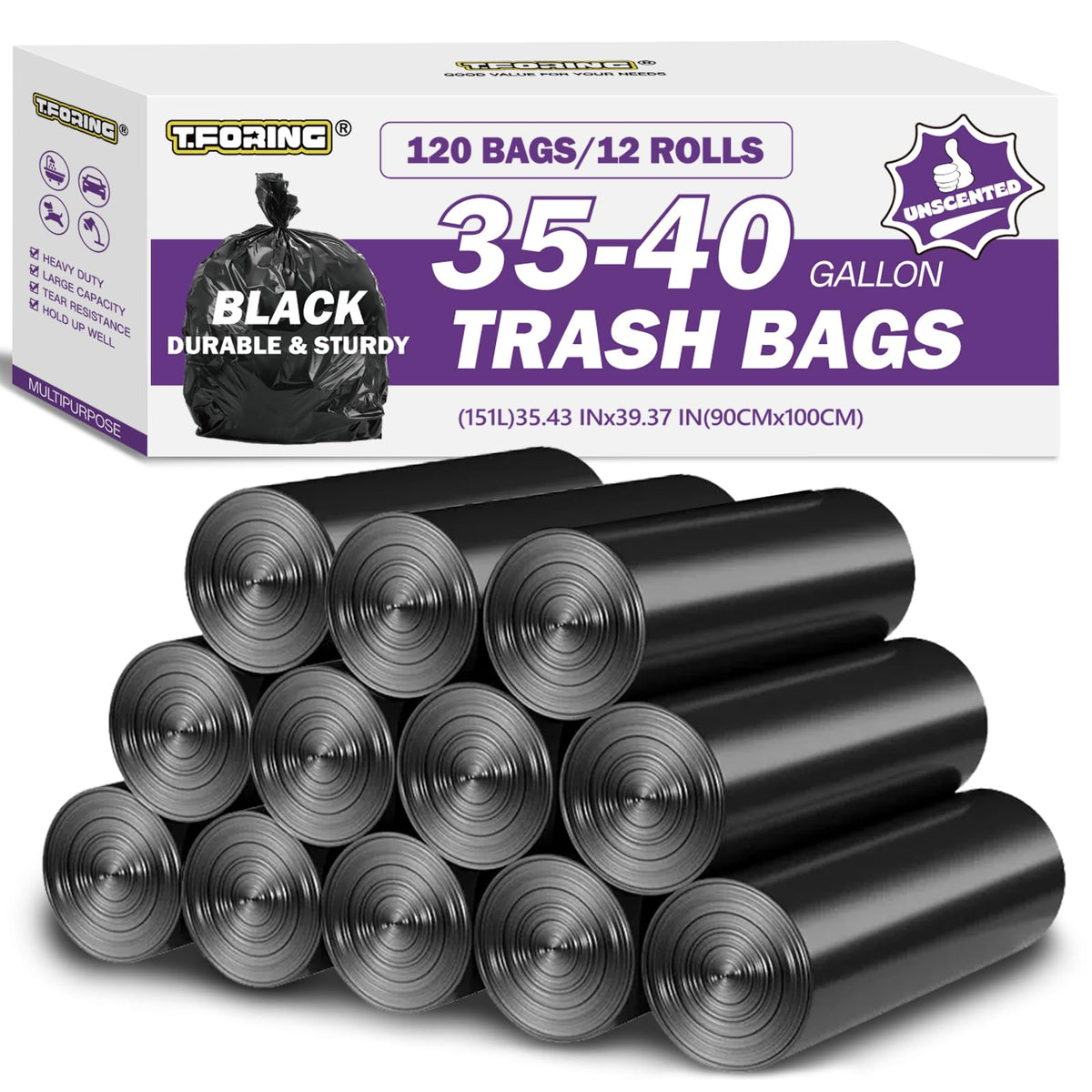 TFORING Heavy Duty Trash Bags for Commercial Use