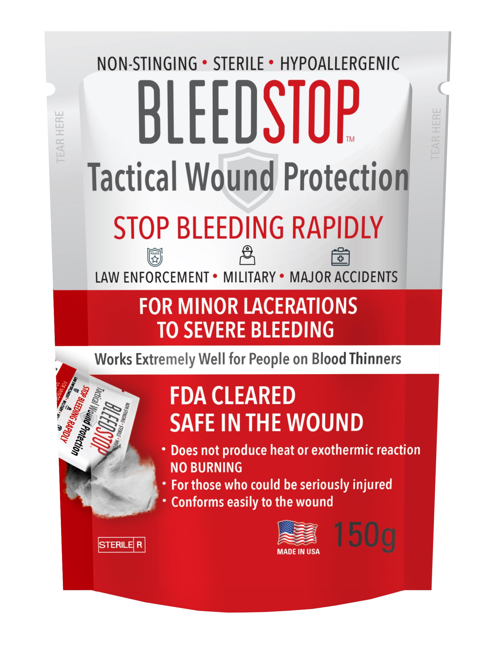 BleedStop First Aid Powder for Bleeding Control in Trauma Kits and Outdoor Safety
