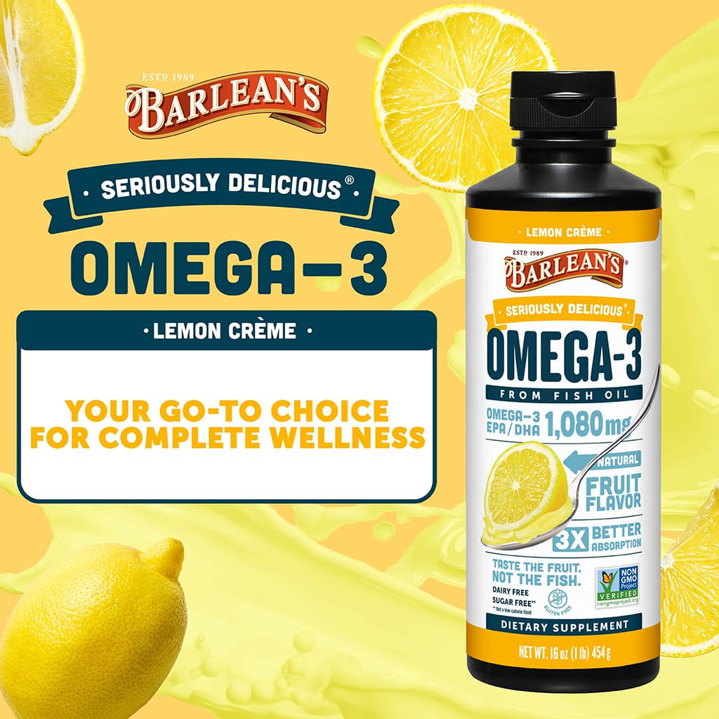 Barlean's Omega-3 Fish Oil Liquid | 1080 mg EPA/DHA

