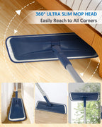BPAWA Microfiber Flat Floor Mop with 4 Washable Pads

