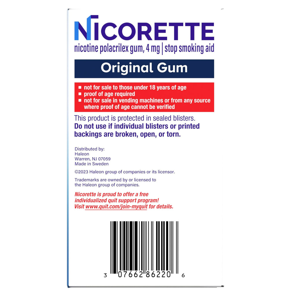 Nicorette Nicotine Gum 4 mg Stop Smoking Aid

