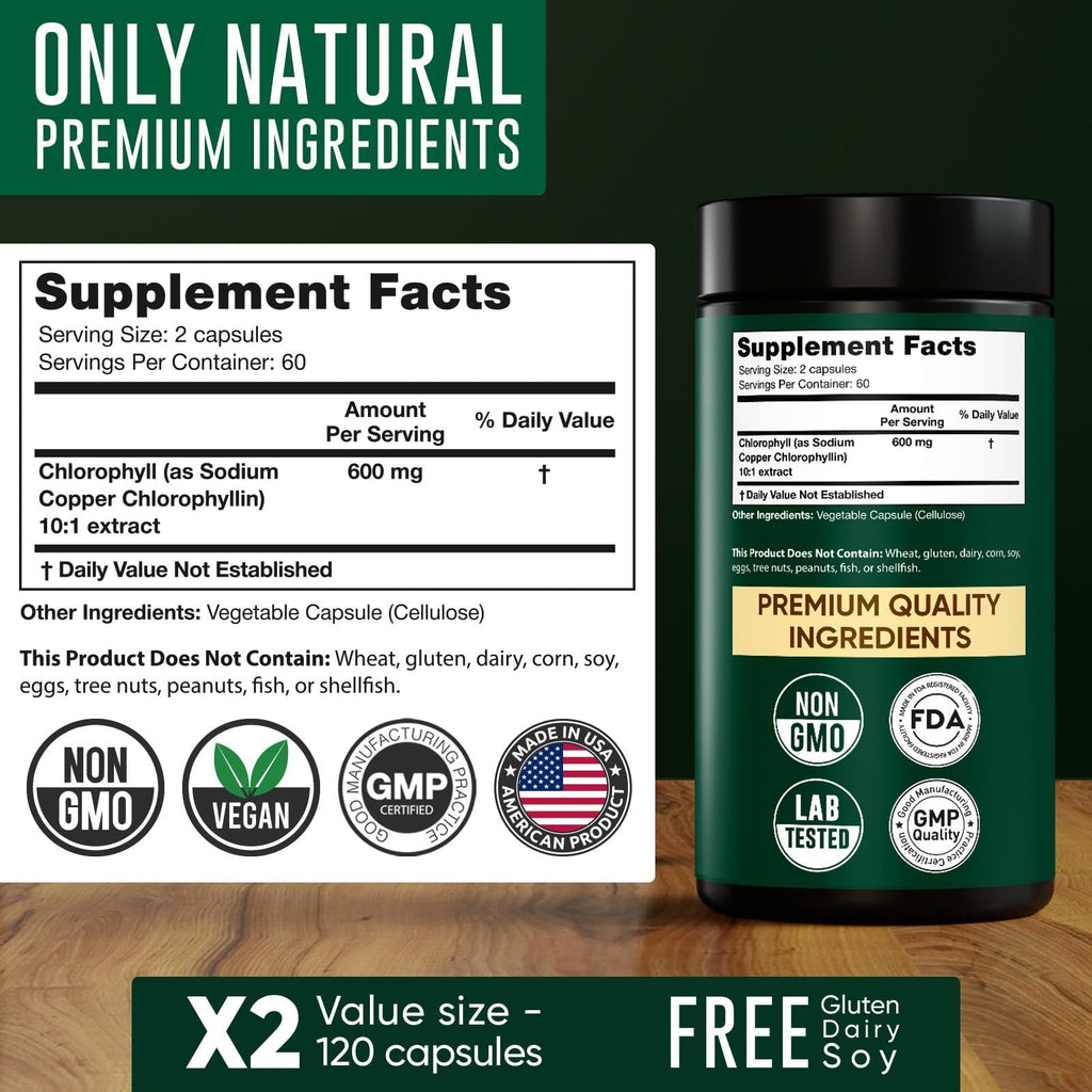Alpha Flow Chlorophyll Capsules 600 mg Natural Energy

