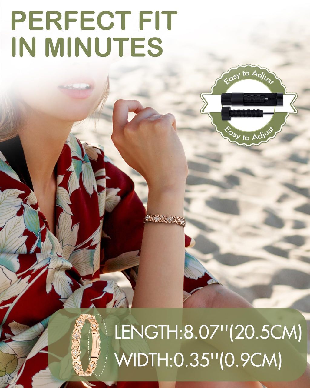Feraco Magnetic Therapy Bracelet for Women - Adjustable

