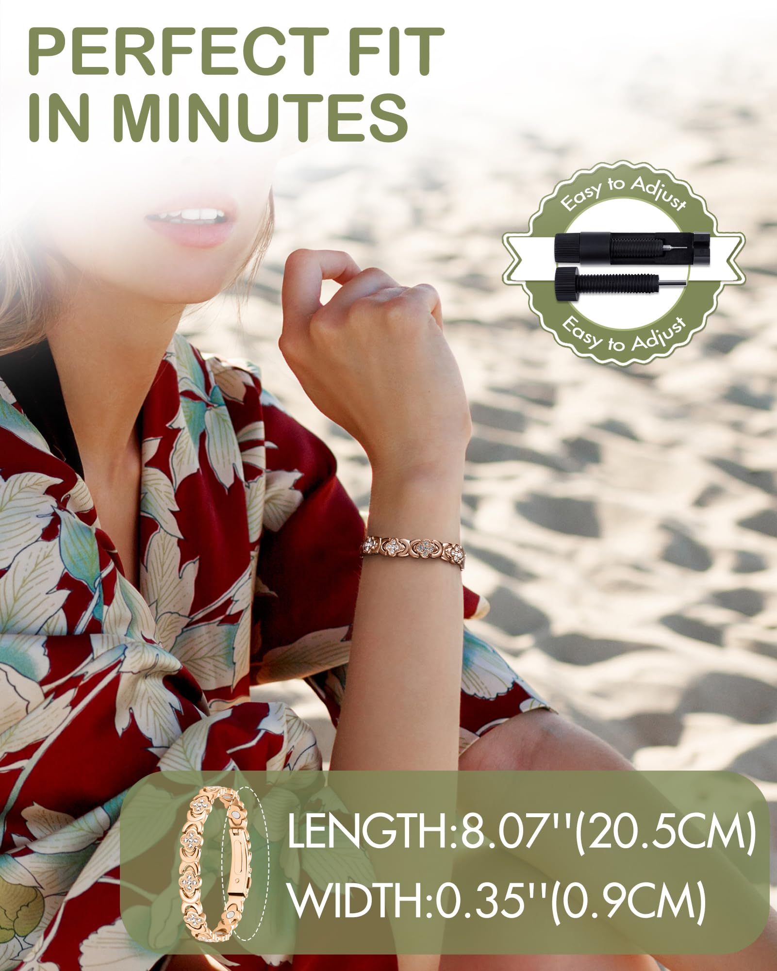 Feraco Magnetic Therapy Bracelet for Women - Adjustable

