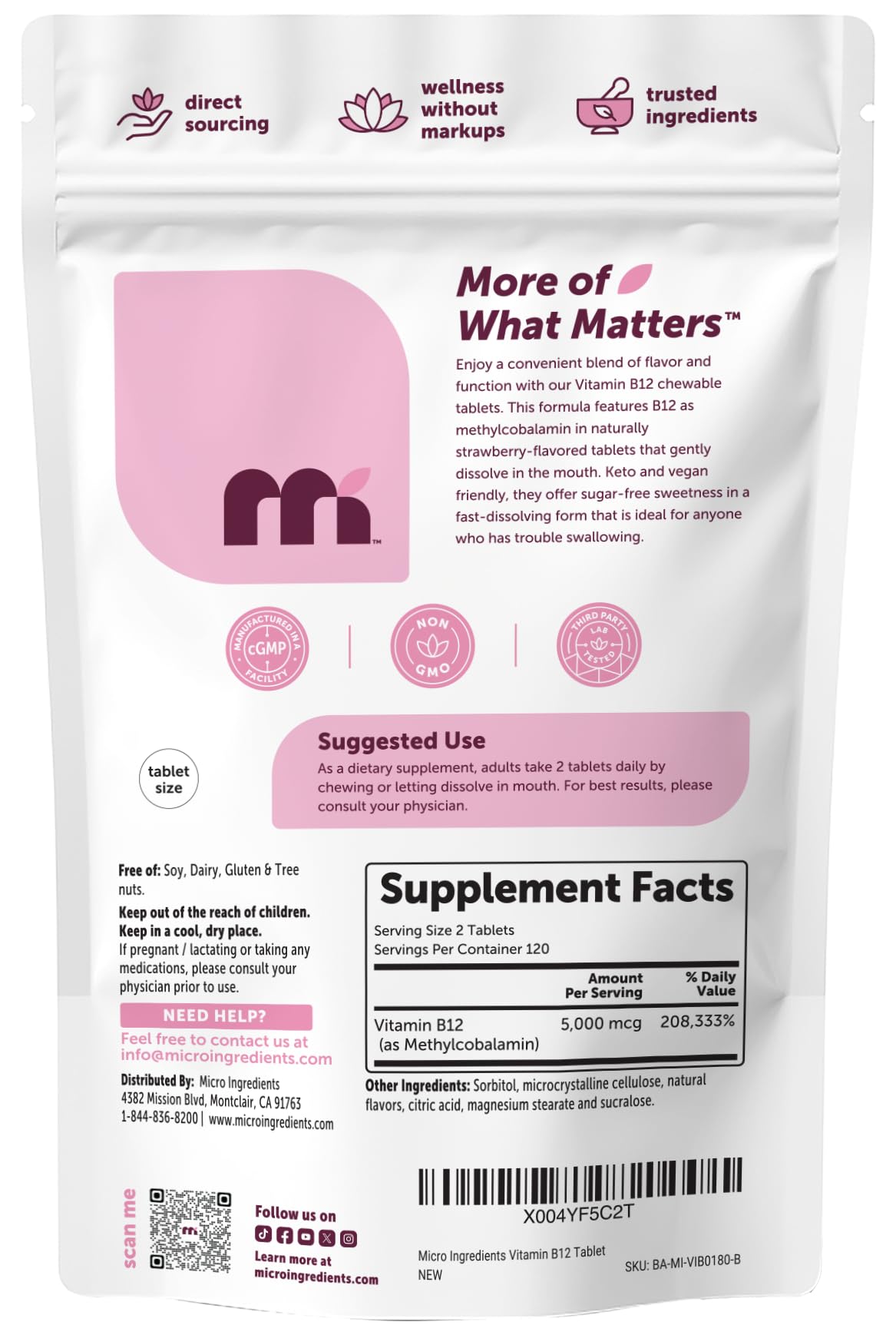 Vitamin B12 Methylcobalamin Chewables | Micro Ingredients

