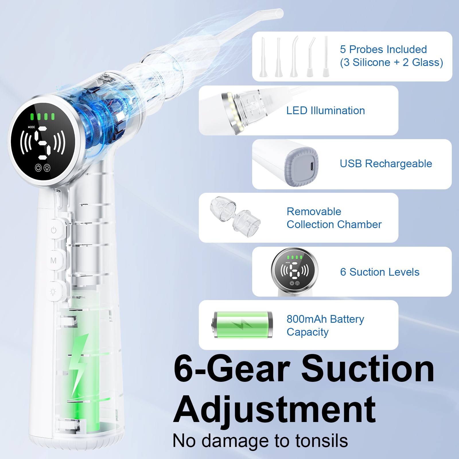 Tonsil Stone Remover Tool LED Light & 11 Probes

