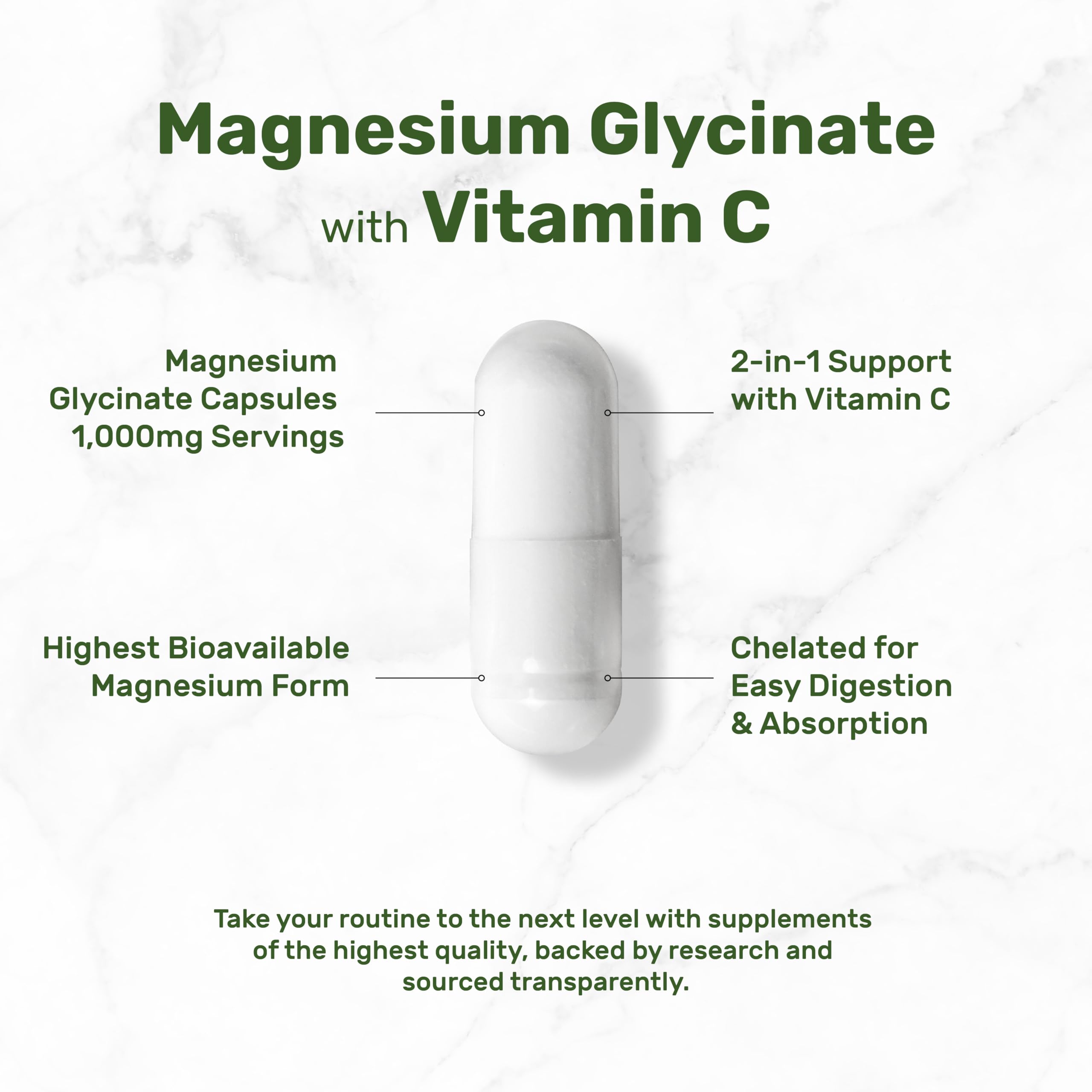 Magnesium Glycinate Capsule Supplement for Absorption

