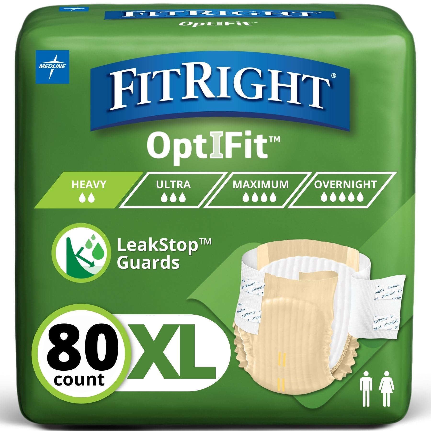 FitRight Adult Diapers with Tabs Extra+Heavy Absorbency