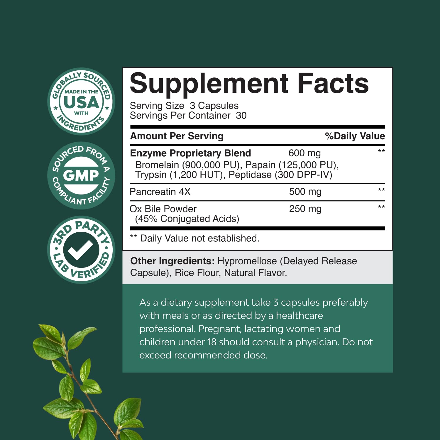 Digestive Enzymes with Ox Bile for Fat and Nutrient Digestion

