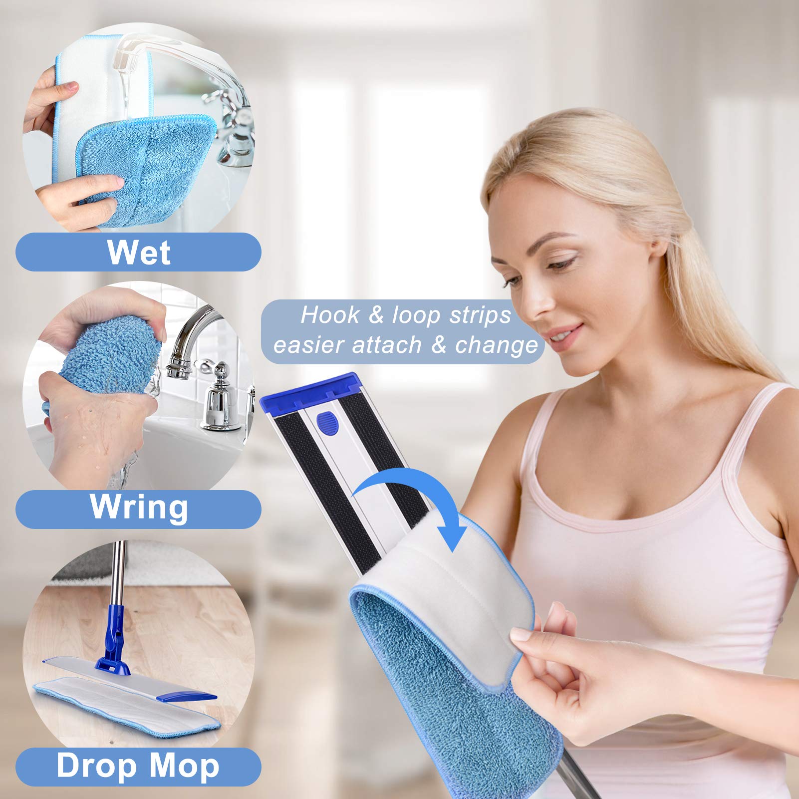 18in Microfiber Flat Mop Cleaning System | Stainless Steel Handle

