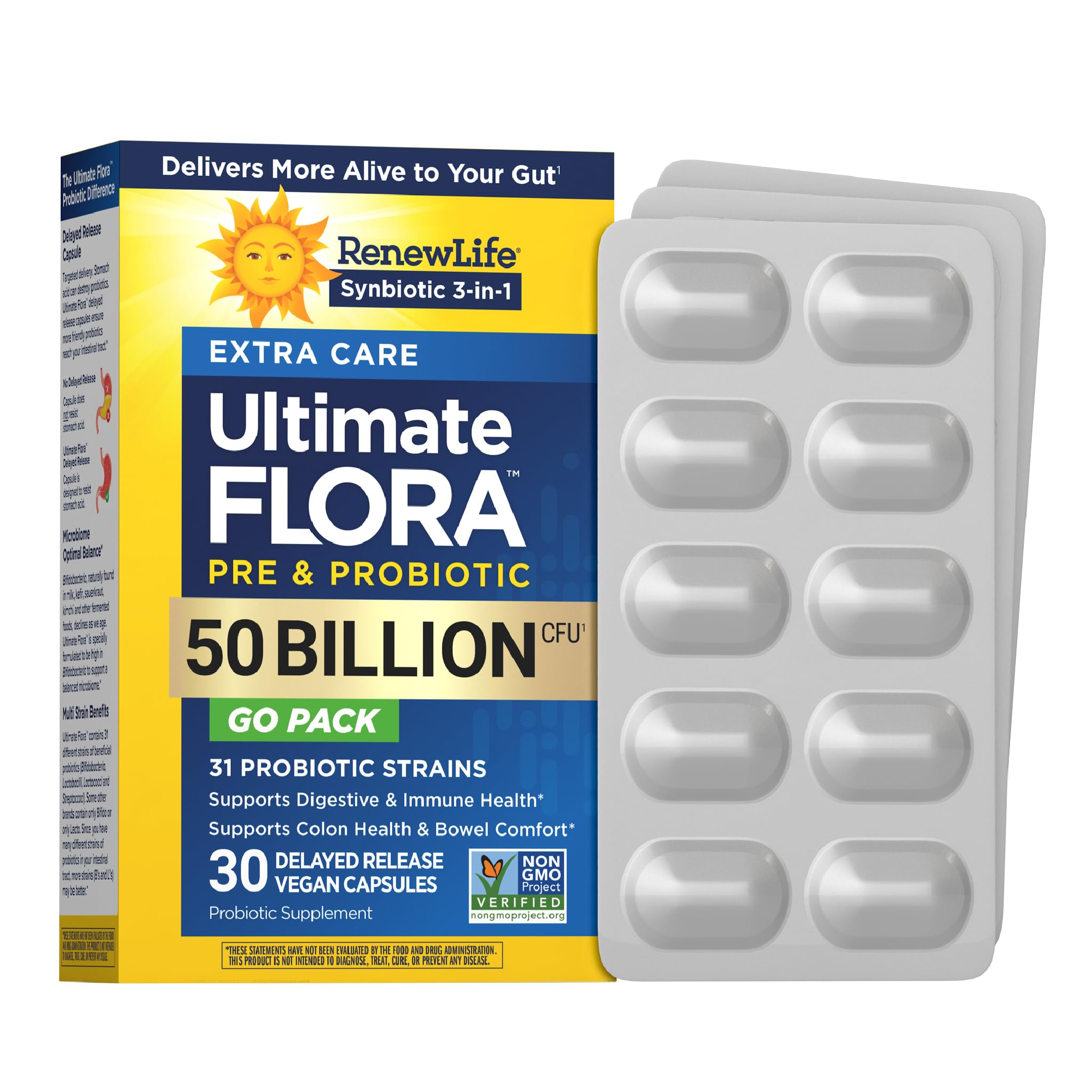 Renew Life Extra Care Digestive Probiotic Capsules with L. Rhamnosus GG