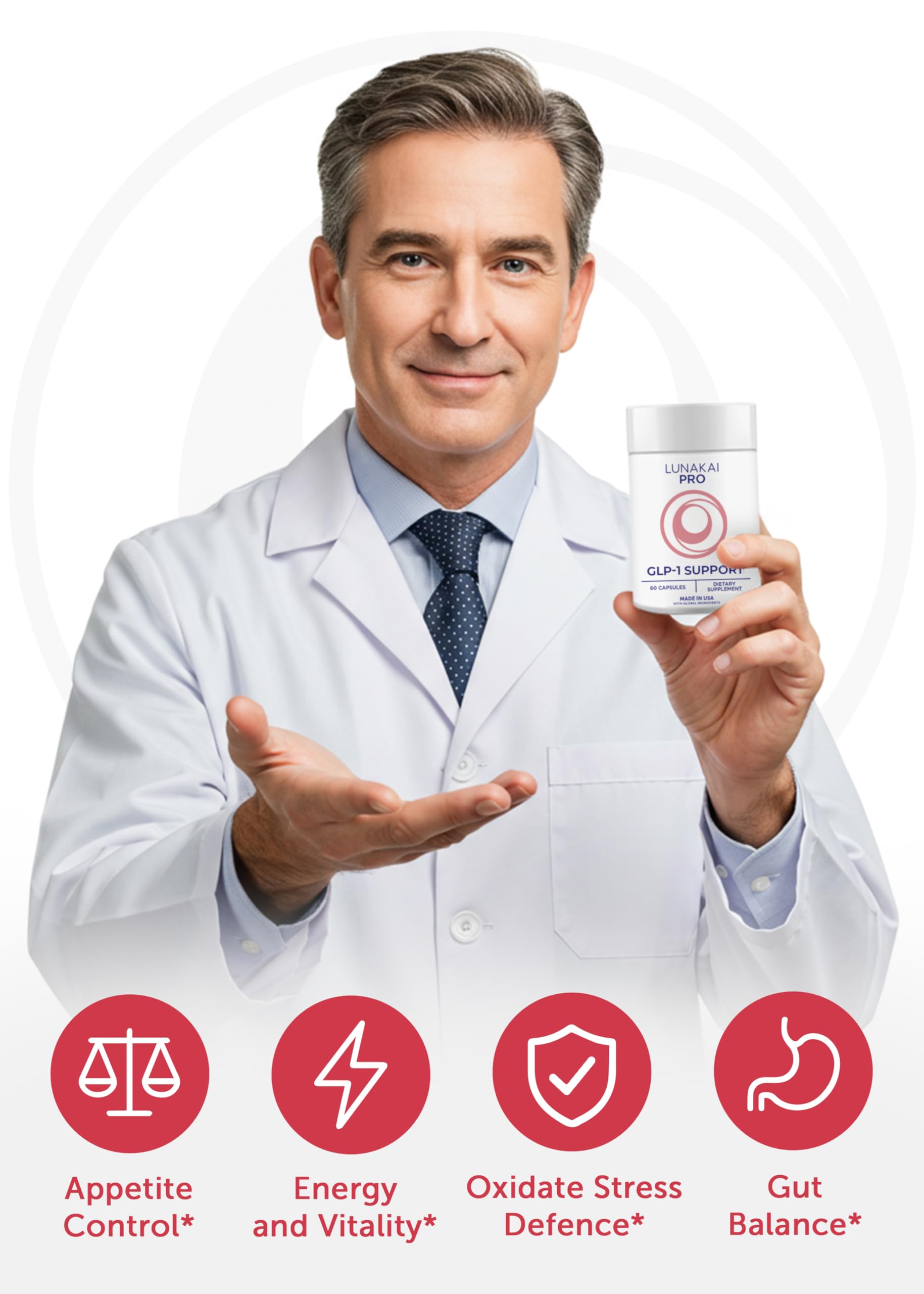 Lunakai GLP-1 Supplement with Probiotics & Resveratrol

