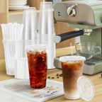 Lamosi Clear Plastic Cups with Lids & Straws – To-Go

