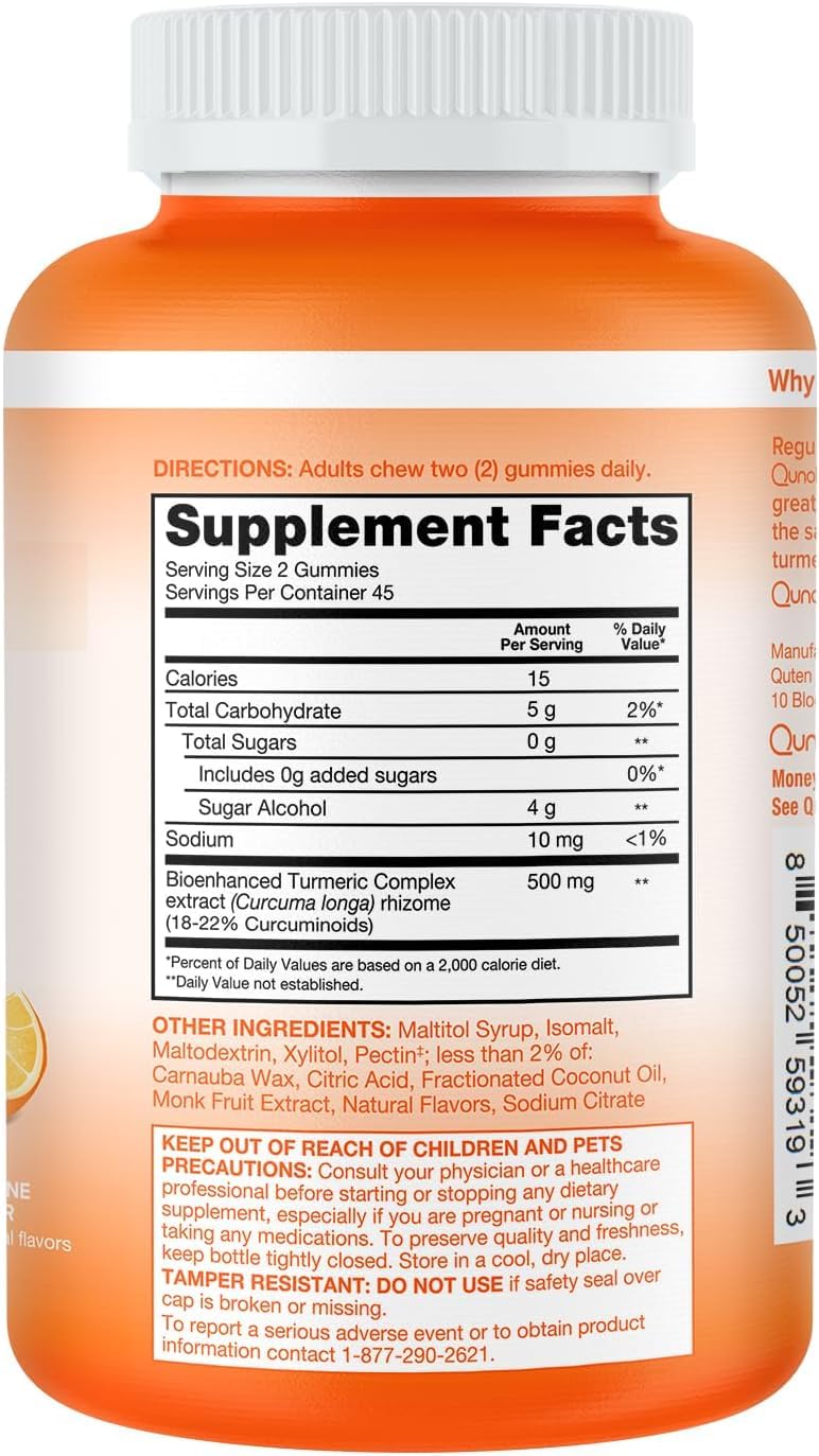 Qunol Zero Sugar Turmeric Gummies Curcumin | Joint Support


