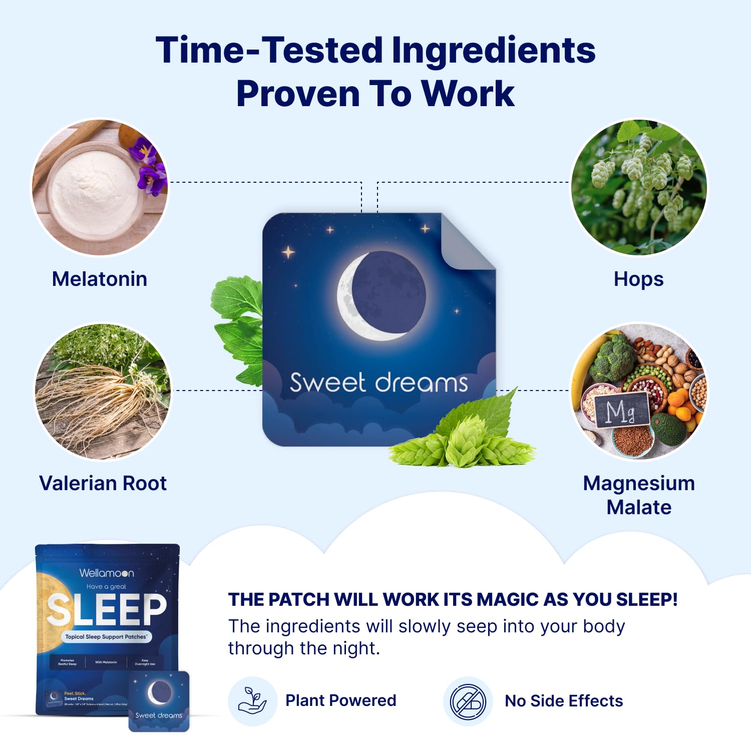 Wellamoon Sleep Patches for Adults – Melatonin & Valerian


