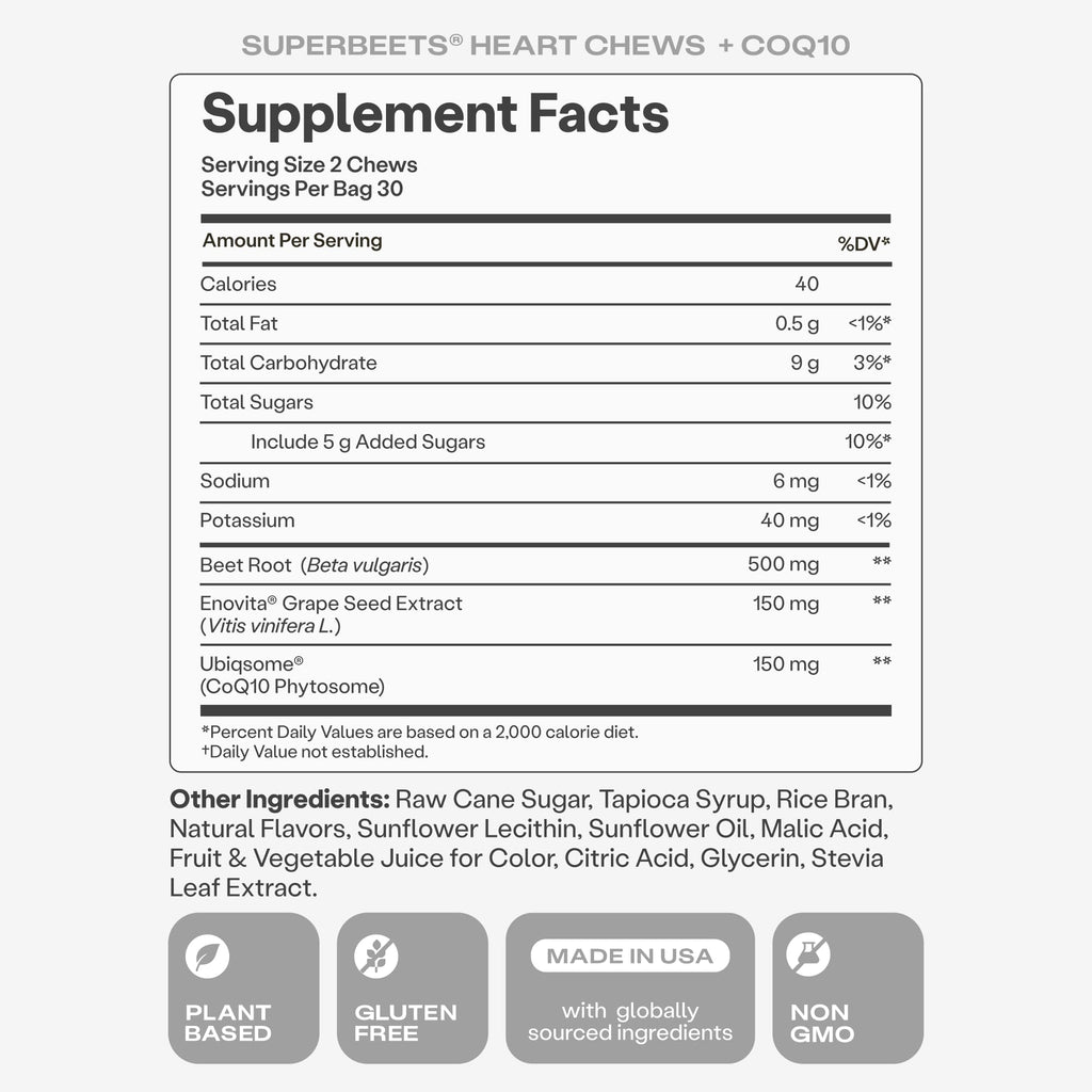 HumanN SuperBeets Triple-action Heart Chews with CoQ10

