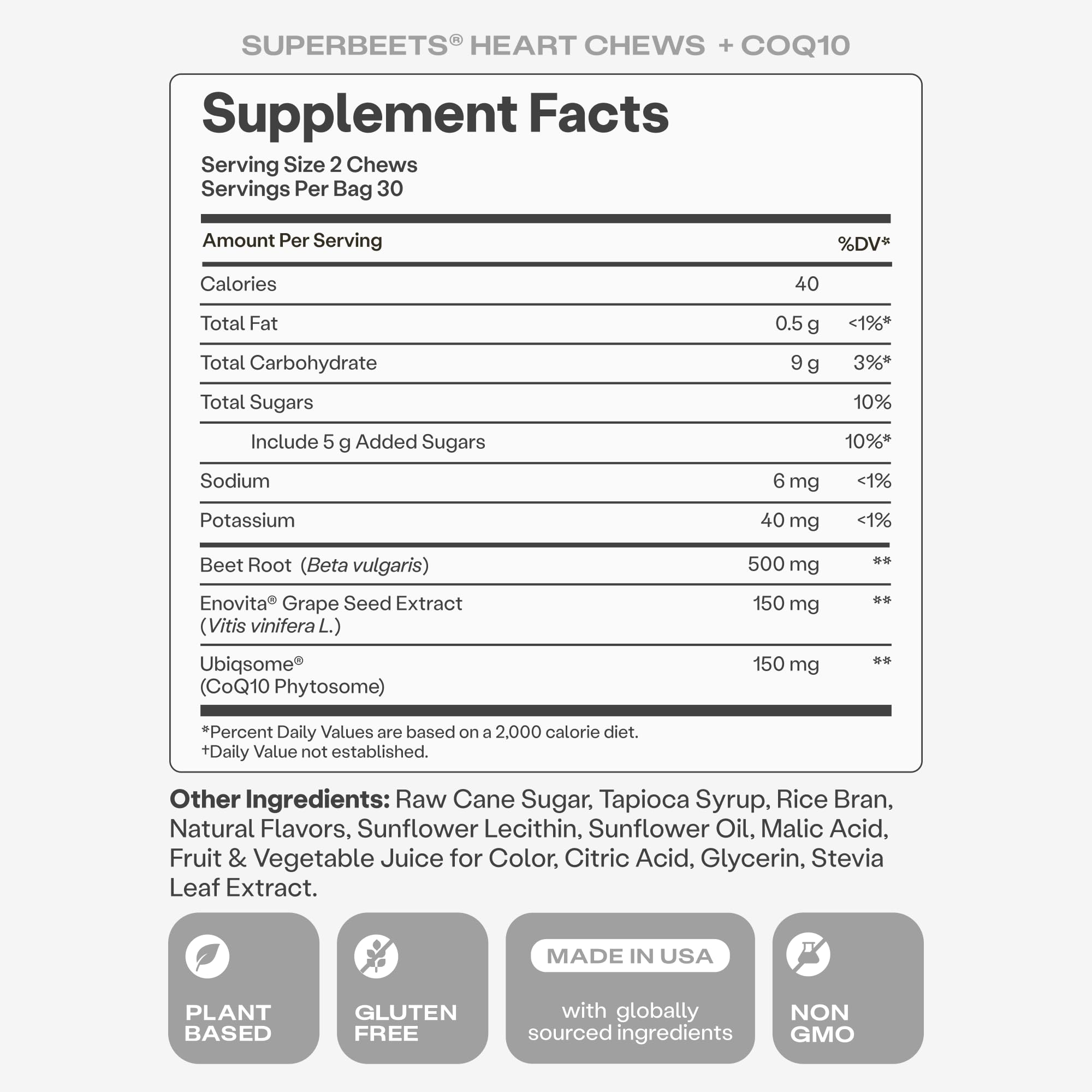 HumanN SuperBeets Triple-action Heart Chews with CoQ10

