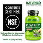 Naturelo Vitamin D3 K2 Vegan Supplement for Bone Health

