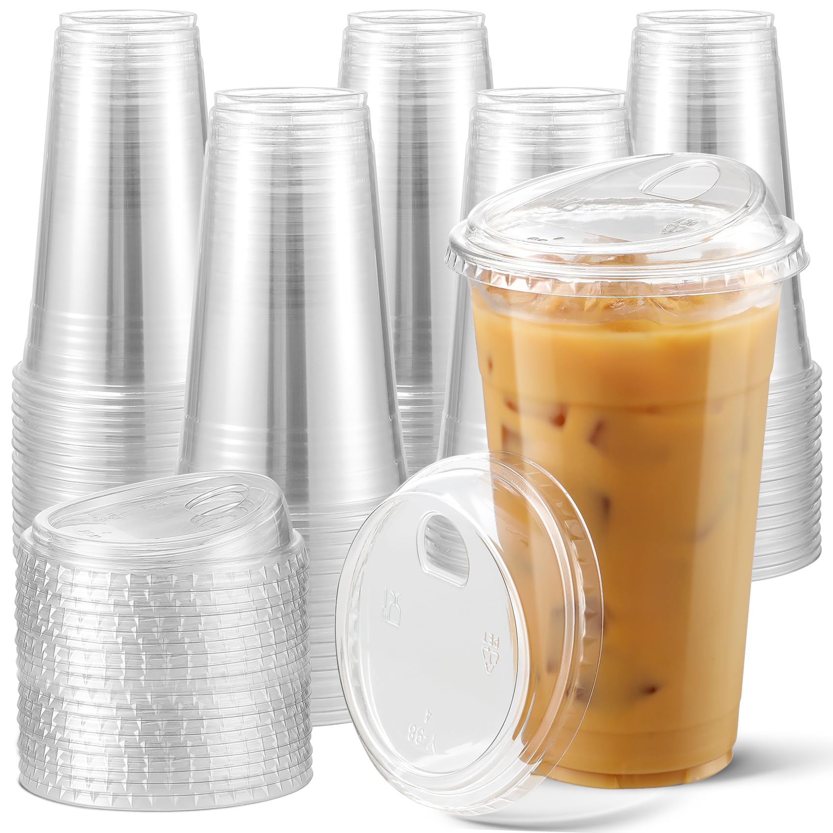 AOZITA Cups with Sip-Lids - Clear BPA Free

