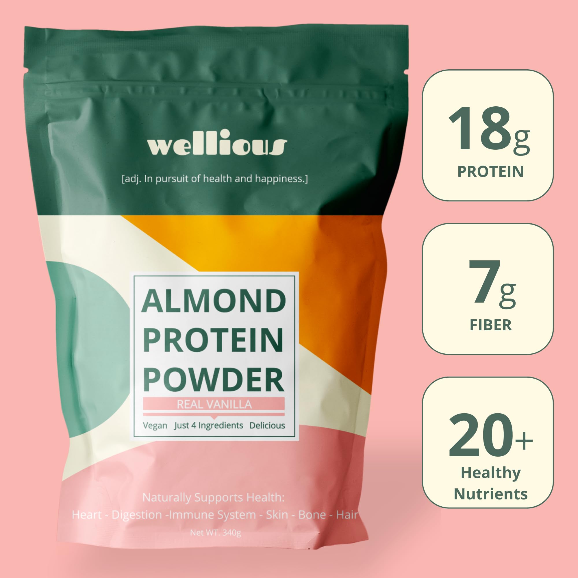 Wellious Almond Protein Powder - Plant-Based Protein

