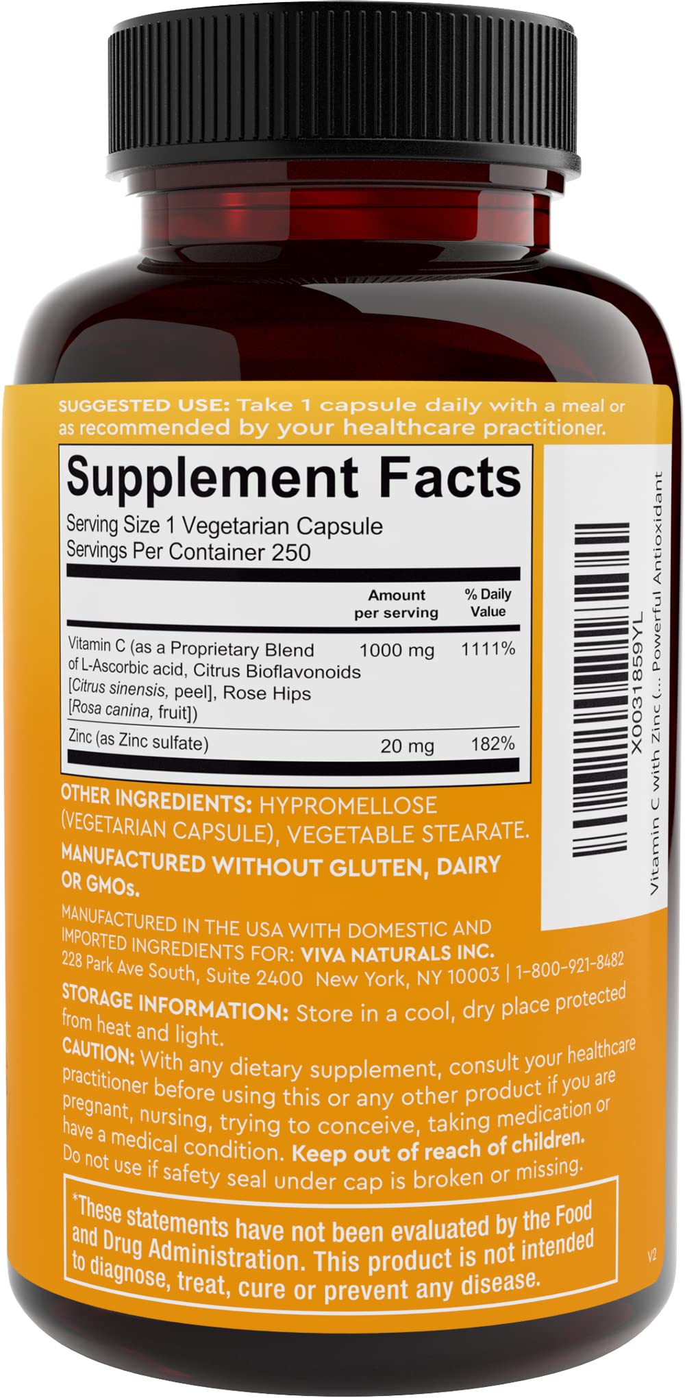 Viva Naturals Vitamin C and Zinc Supplement Immune Support


