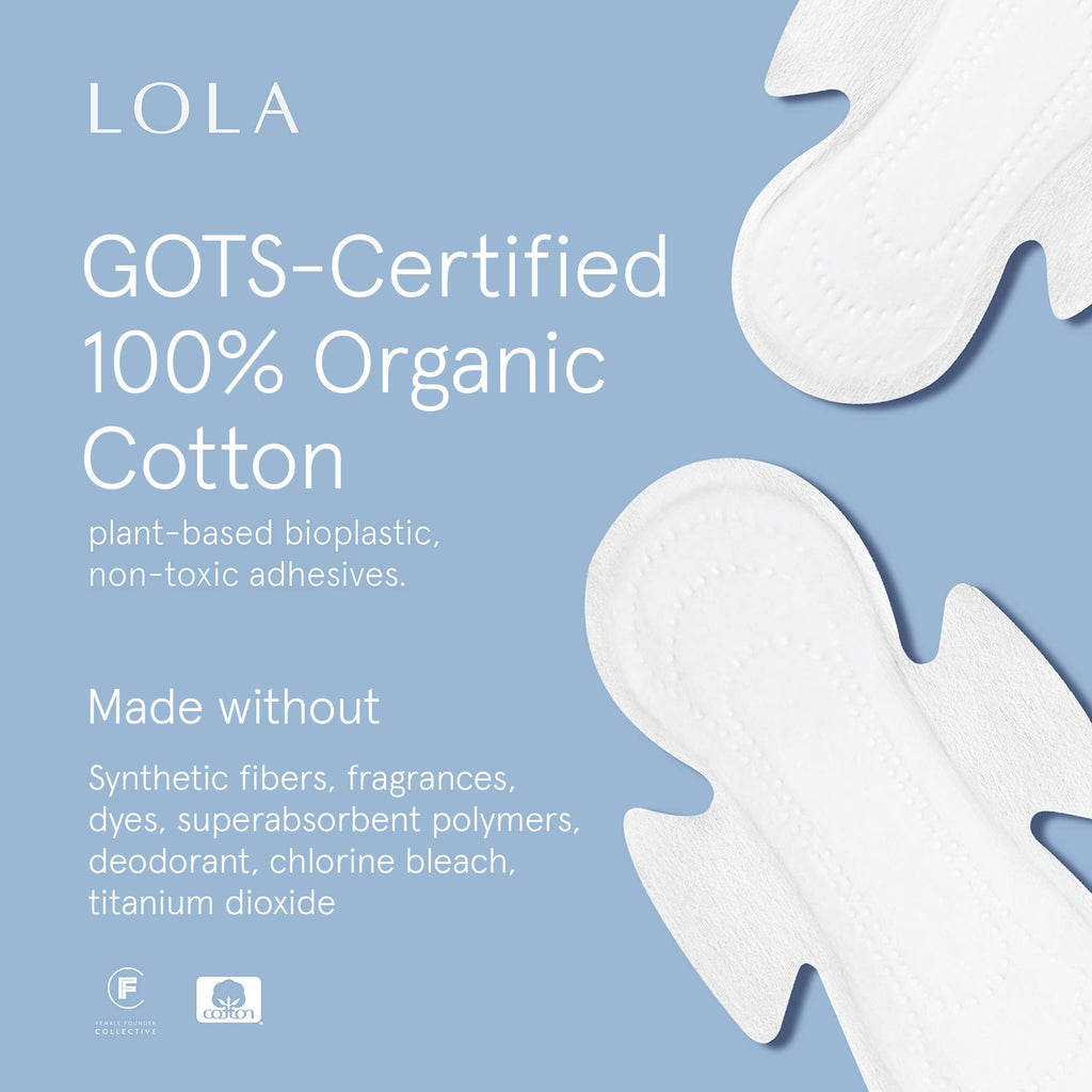 LOLA Cotton Pads with Wings - Organic Hypoallergenic

