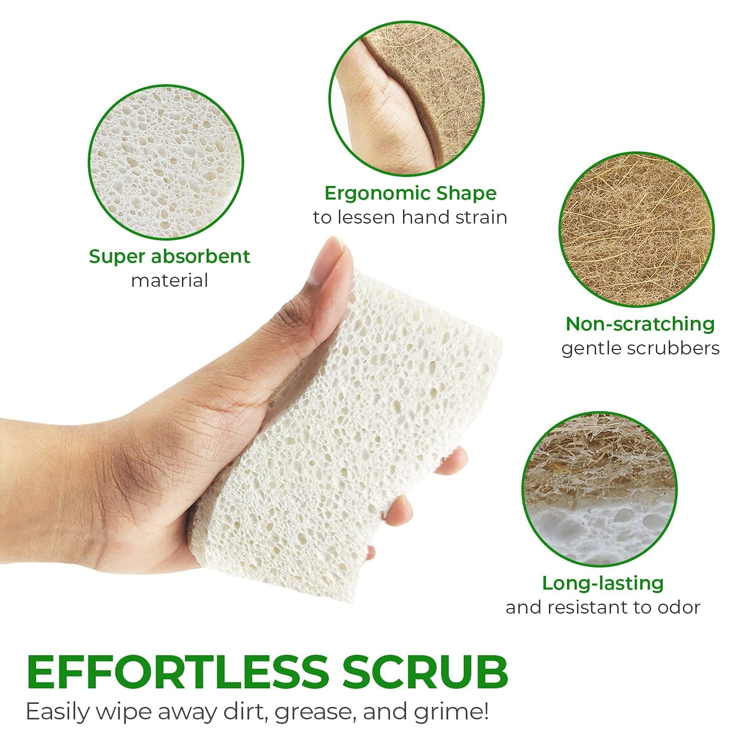 AIRNEX Natural Kitchen Sponges - Biodegradable Cellulose

