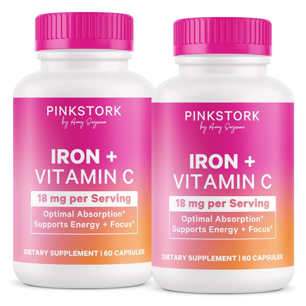 Pink Stork Iron for Women, Chelated Iron Bisglycinate + Vitamin C