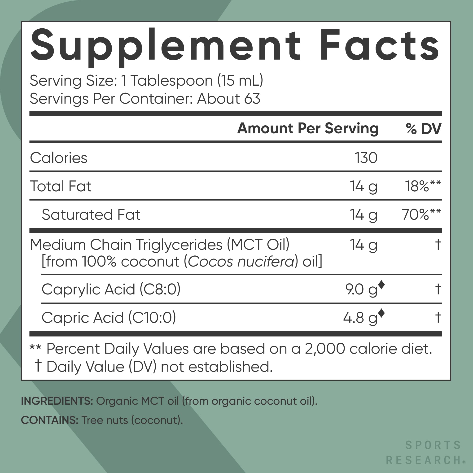 Sports Research MCT Oil Organic C8 & C10 | Keto & Vegan

