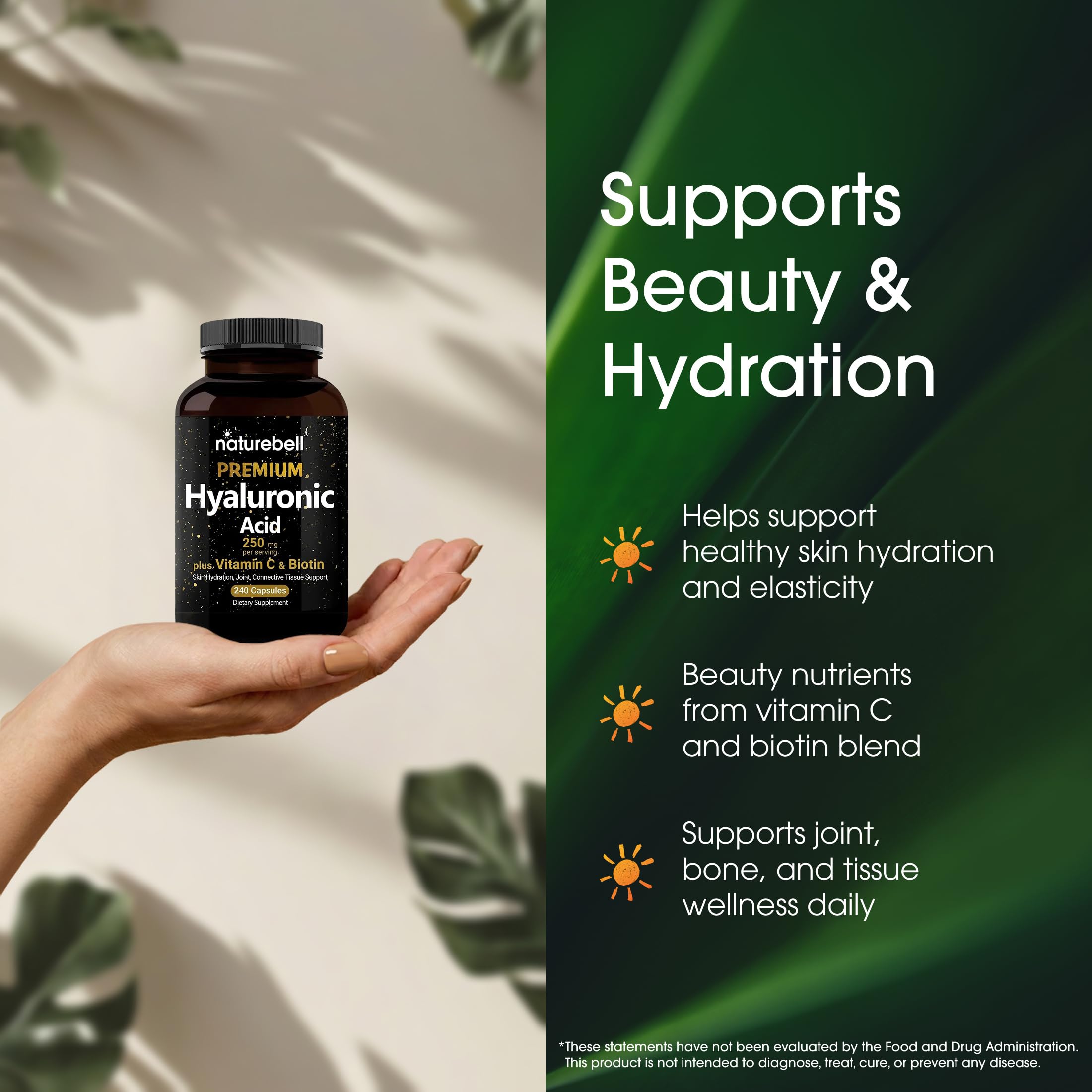 NatureBell Hyaluronic Acid Supplement with Biotin Vitamin C

