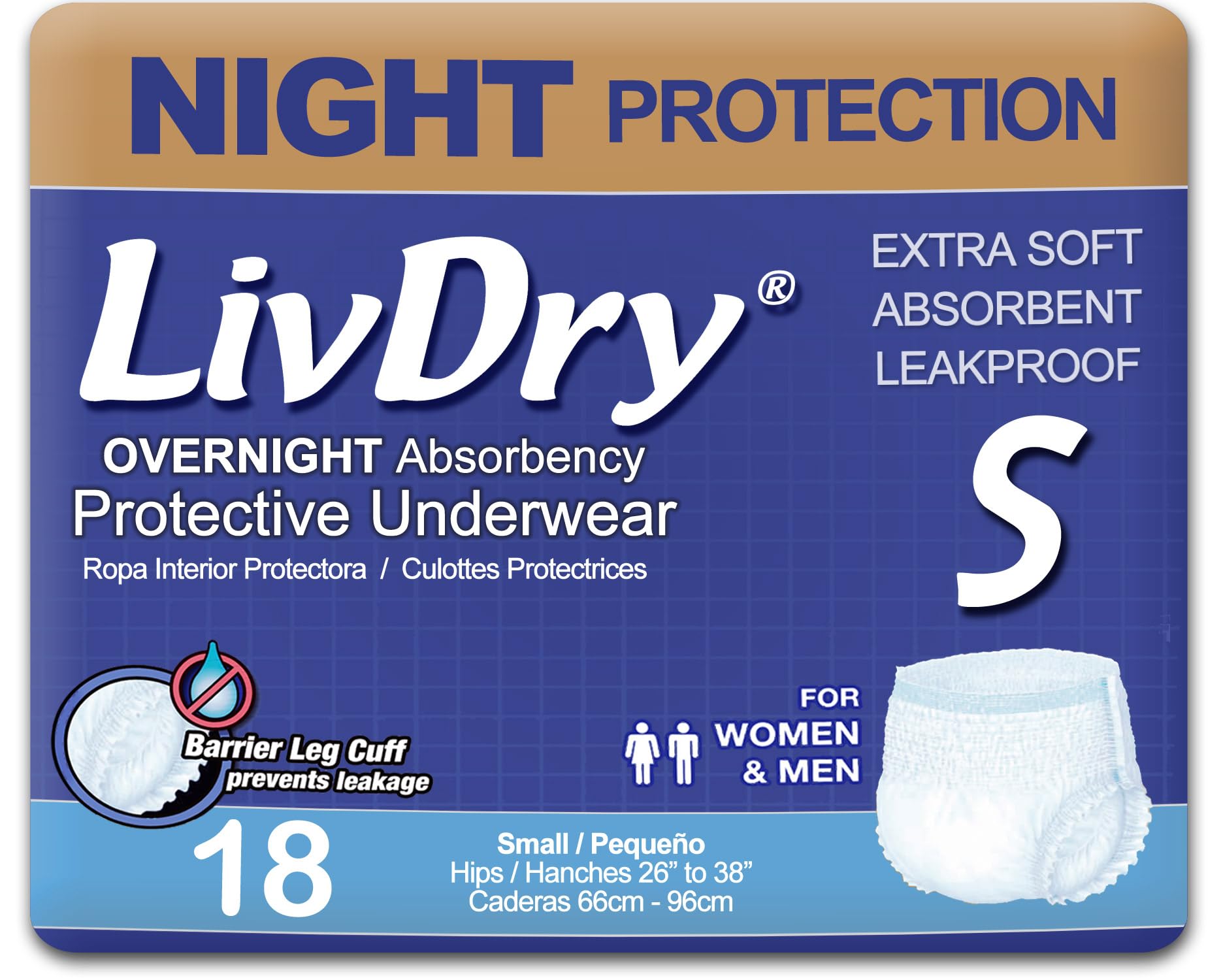 LivDry Adult Incontinence Underwear, Leak Protection