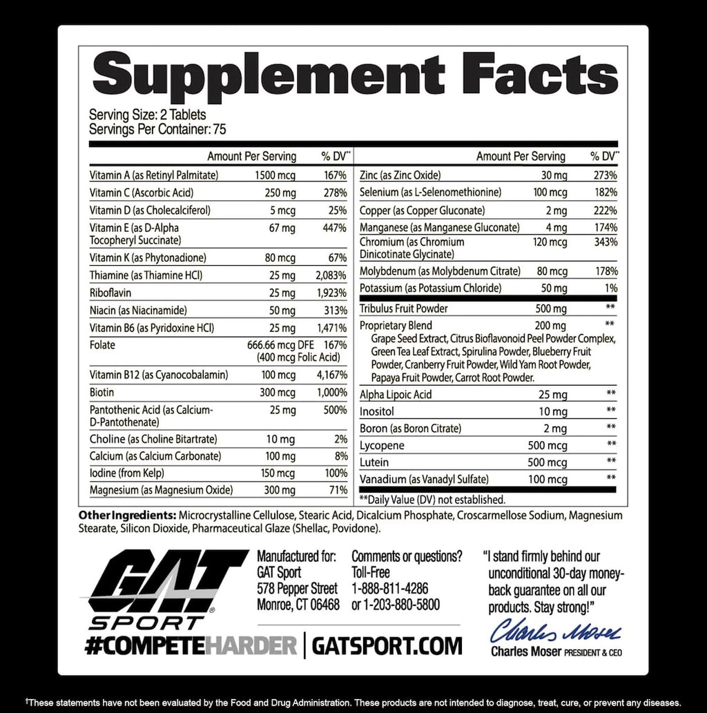 GAT SPORT Men's Multi + Test Premium Multivitamin

